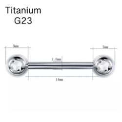 Штанги для сосків з камінчиком 1.6х14х5 - титанові