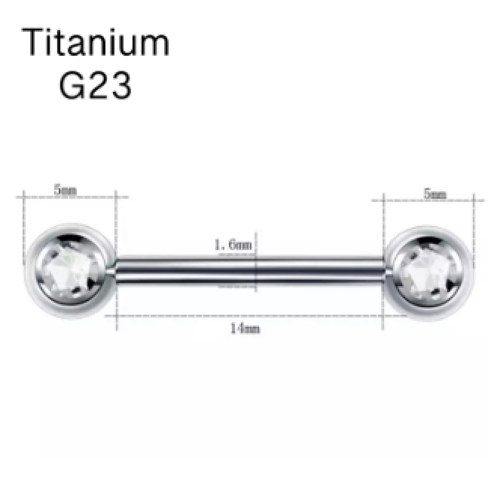 Штанги для сосків з камінчиком 1.6х12х5 - титанові